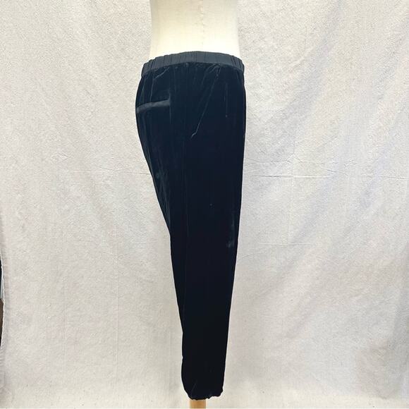 Eileen Fisher Black Crushed Velvet Tapered Ankle Pants Size Small Rayon/Silk - Picture 6 of 14